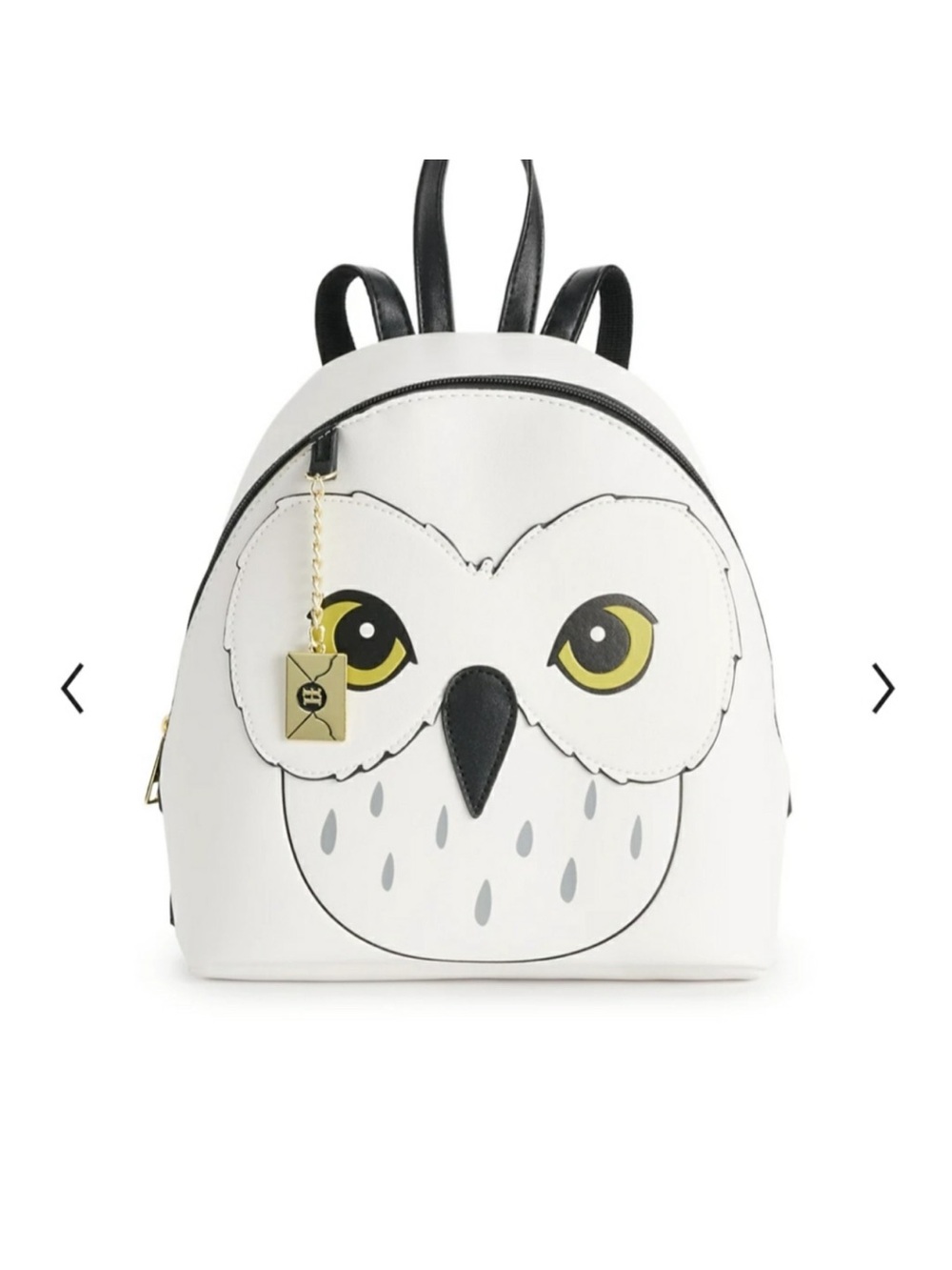 Harry Potter White Owl Face Mini Backpack with Black Trim and Yellow Eye